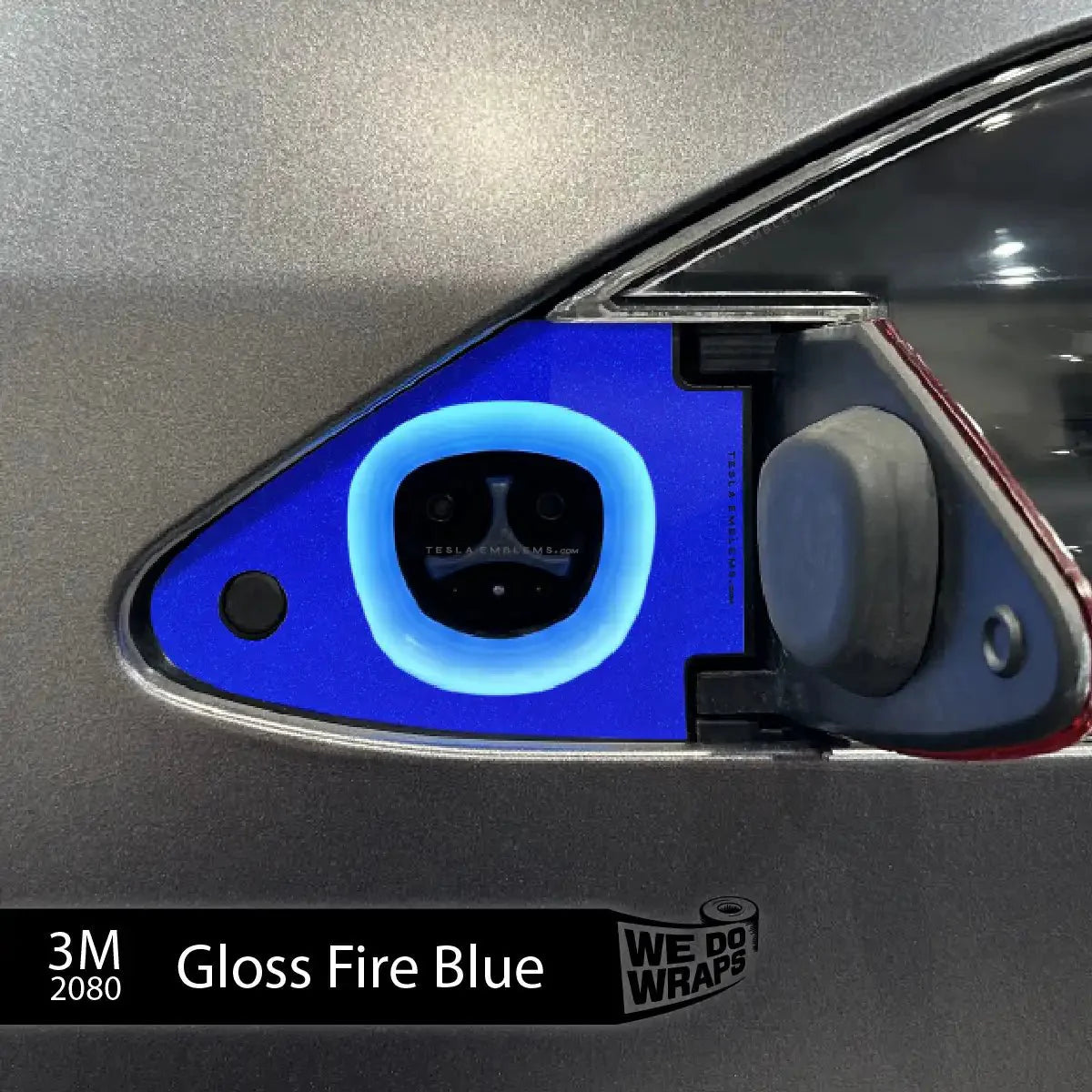 3M Gloss Fire Blue Tesla Charge Port Wrap | Model S