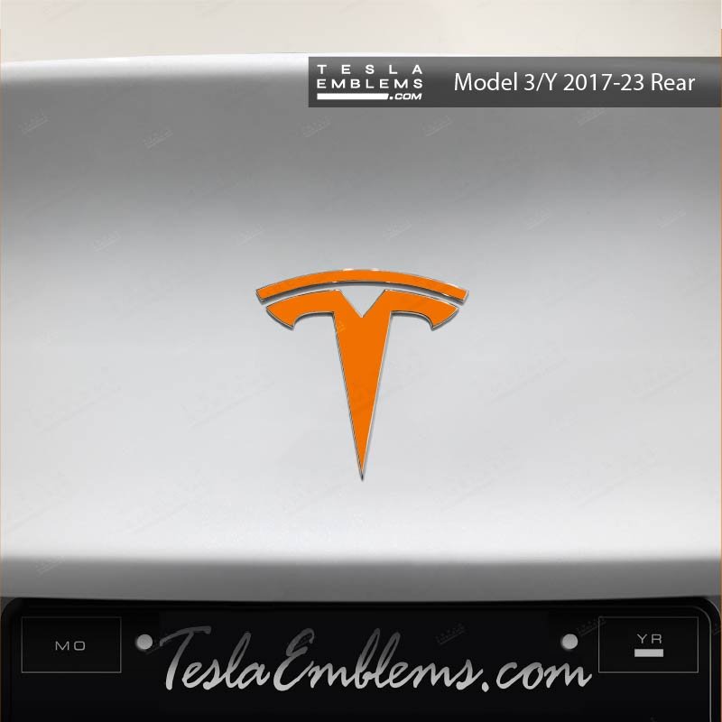 3M Gloss Deep Orange Tesla Emblem Decals (Front + Back)