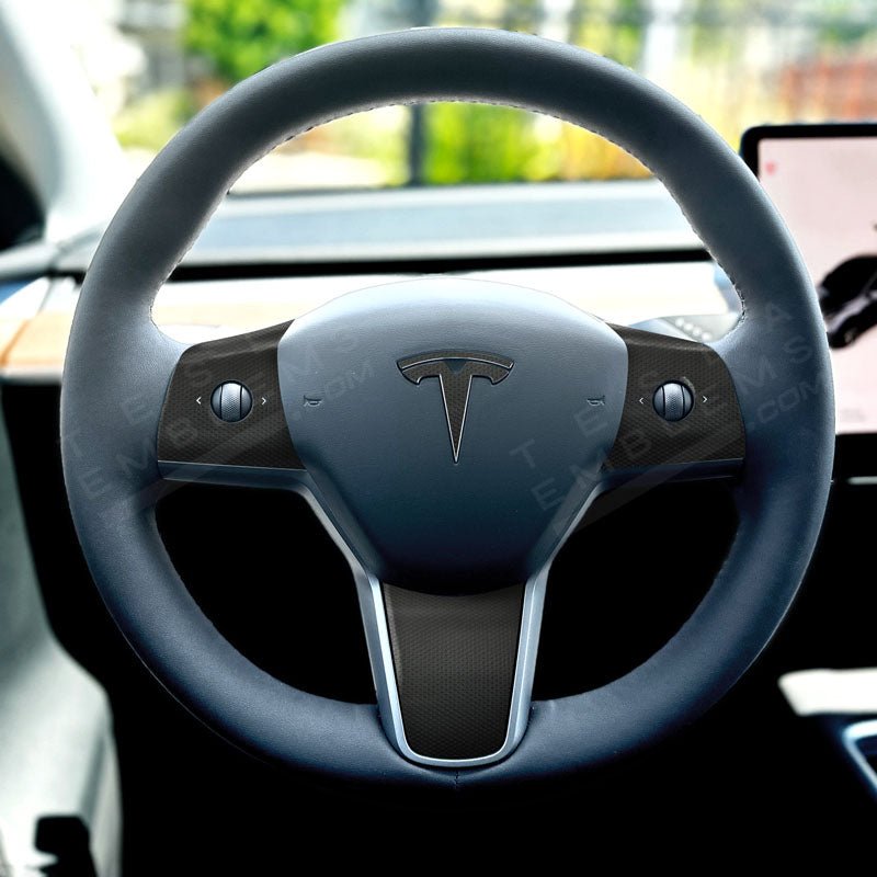 3M Matrix Black Tesla Steering Wheel Trim Decal Kit (4pcs)