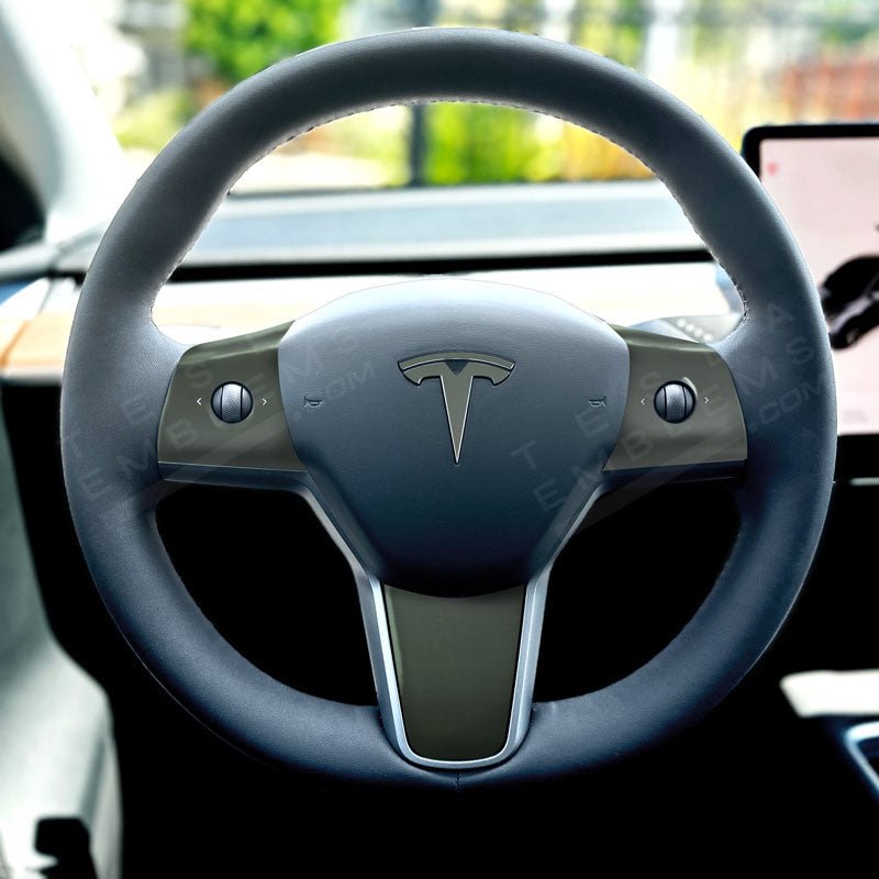 3M Matte Military Green Tesla Steering Wheel Trim Decal Kit (4pcs)