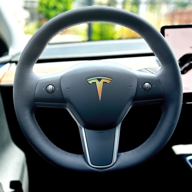 3M Satin Psychedelic Flip Tesla Steering Wheel Emblem Decal