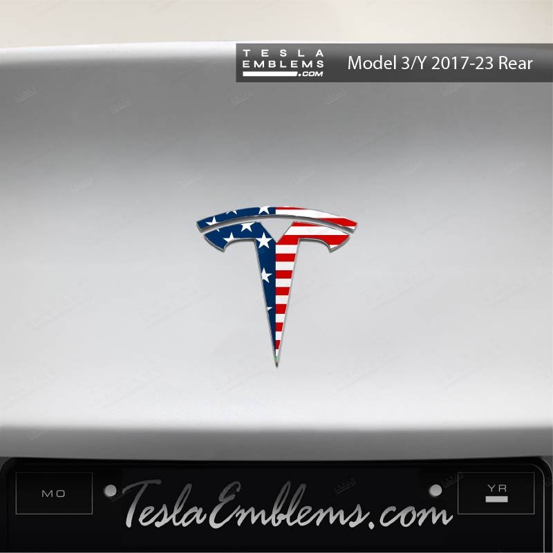 American Flag Tesla Emblem Decals (Front + Back)