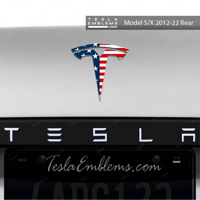 American Flag Tesla Emblem Decals (Front + Back)