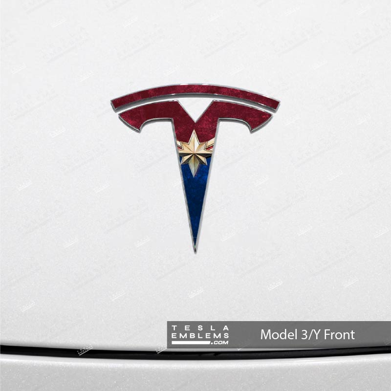 Captain Marvel Tesla Emblem Decals (Front + Back)