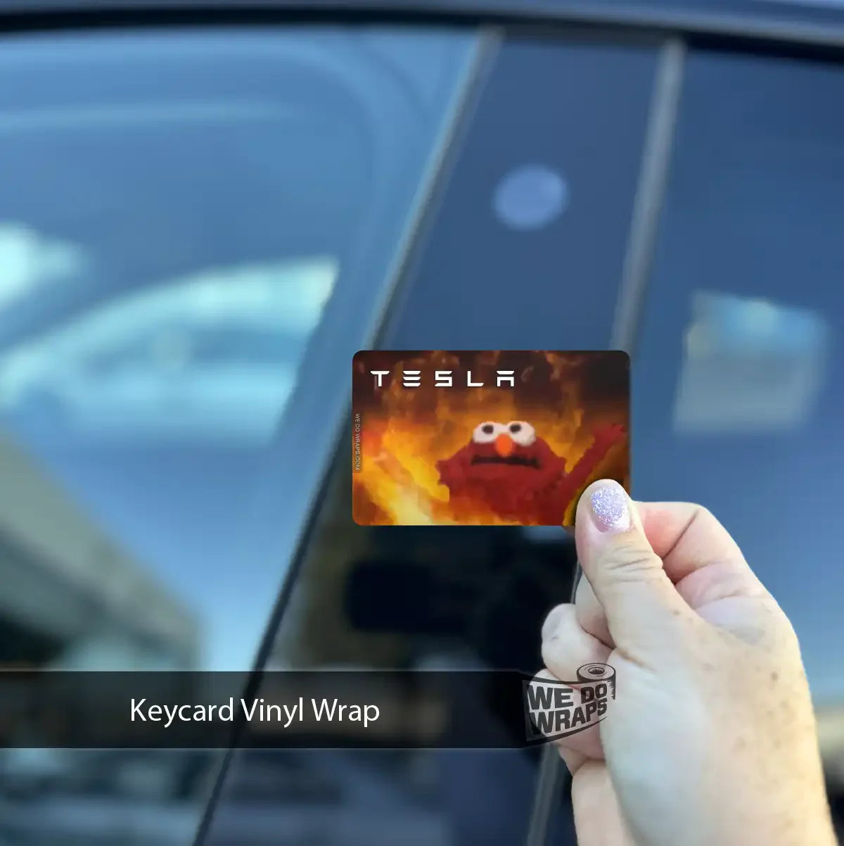 Elmo on Fire Meme Tesla Keycard Decal