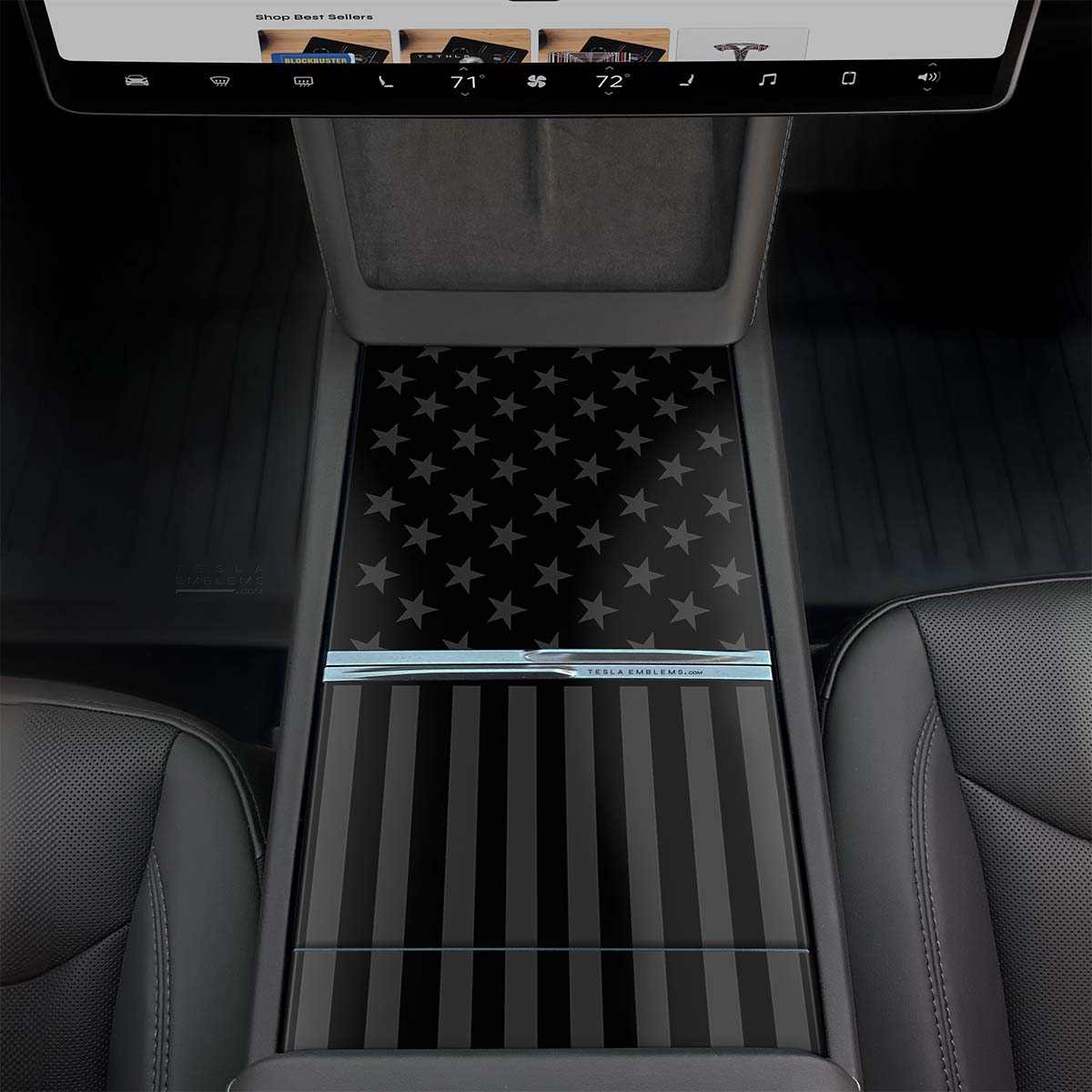 Ghost Black Patriot American Flag | Tesla Center Console Wrap Kit | MY 2026