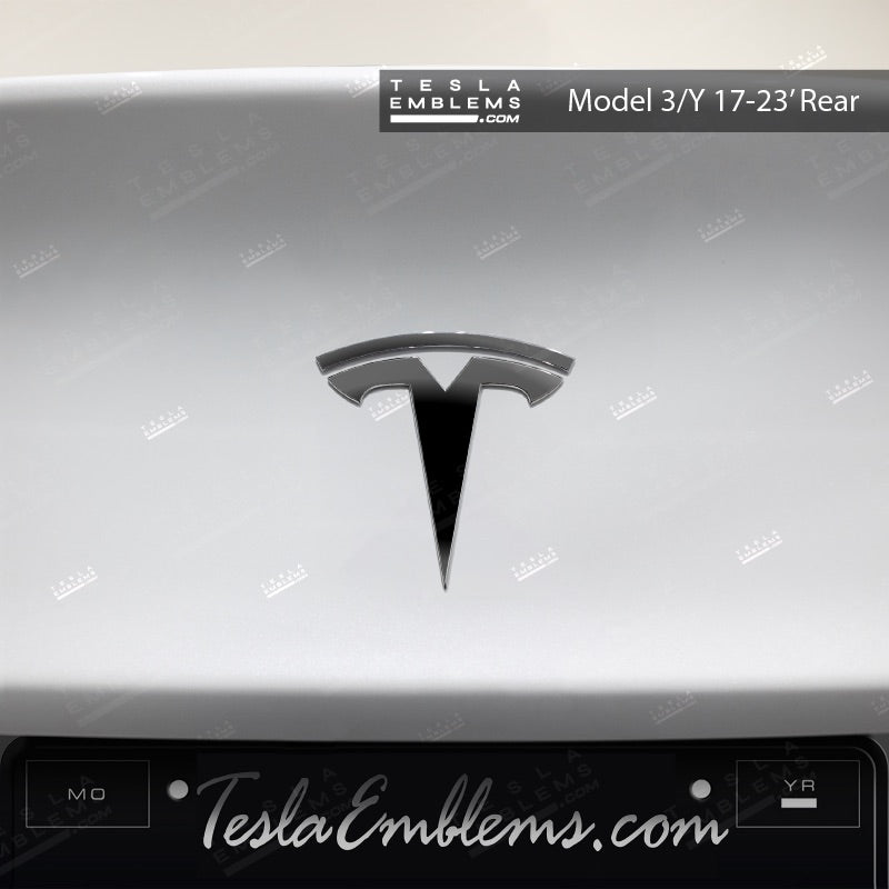 3M Gloss Black Tesla Emblem Decals (Front + Back)