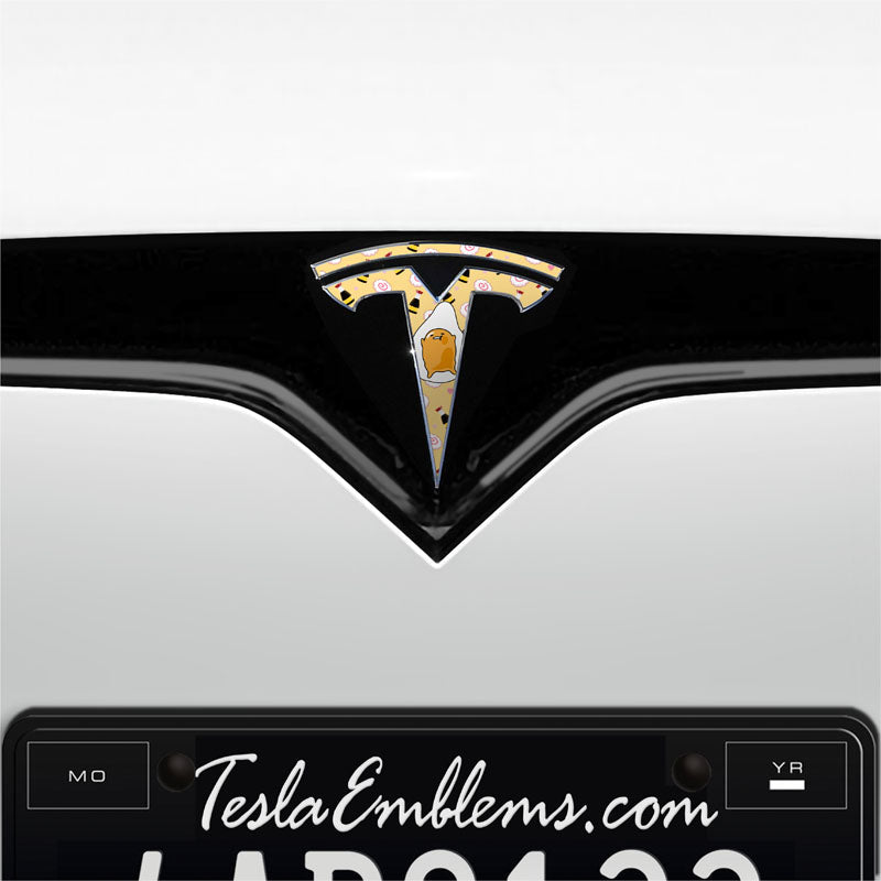 Gudetama Tesla Emblem Decals (Front + Back)