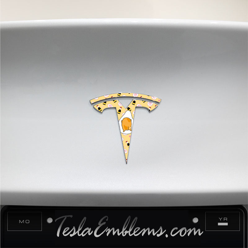 Gudetama Tesla Emblem Decals (Front + Back)