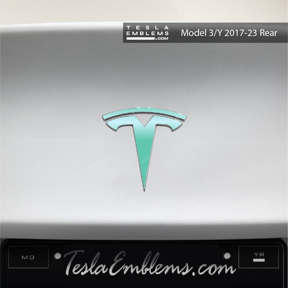 KPMF Satin Spearmint Tesla Emblem Decals (Front + Back)