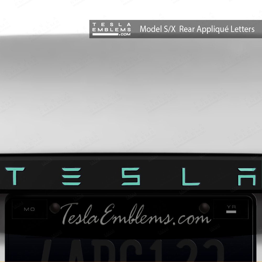 KPMF Satin Spearmint Tesla Emblem Decals (Front + Back)