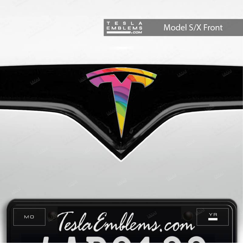 Layered Rainbow Tesla Emblem Decals (Front + Back)