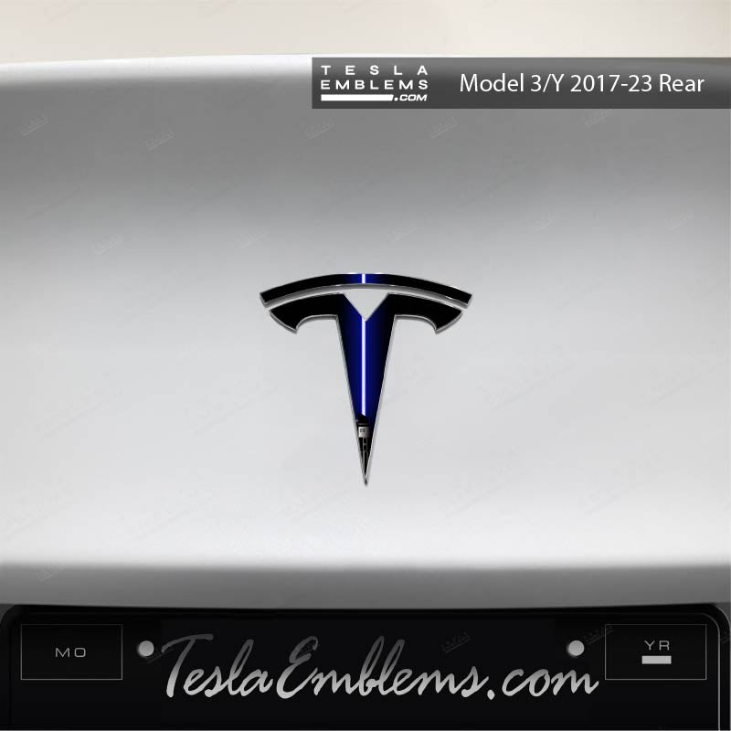Blue Lightsaber Tesla Emblem Decals (Front + Back)