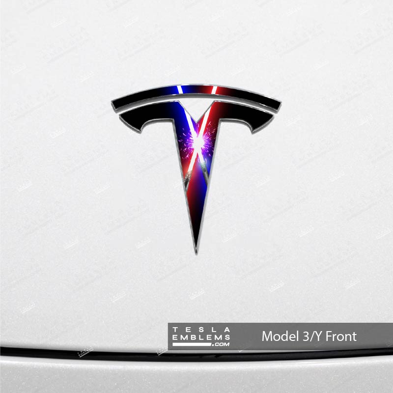 Lightsaber Clash Tesla Emblem Decals (Front + Back)