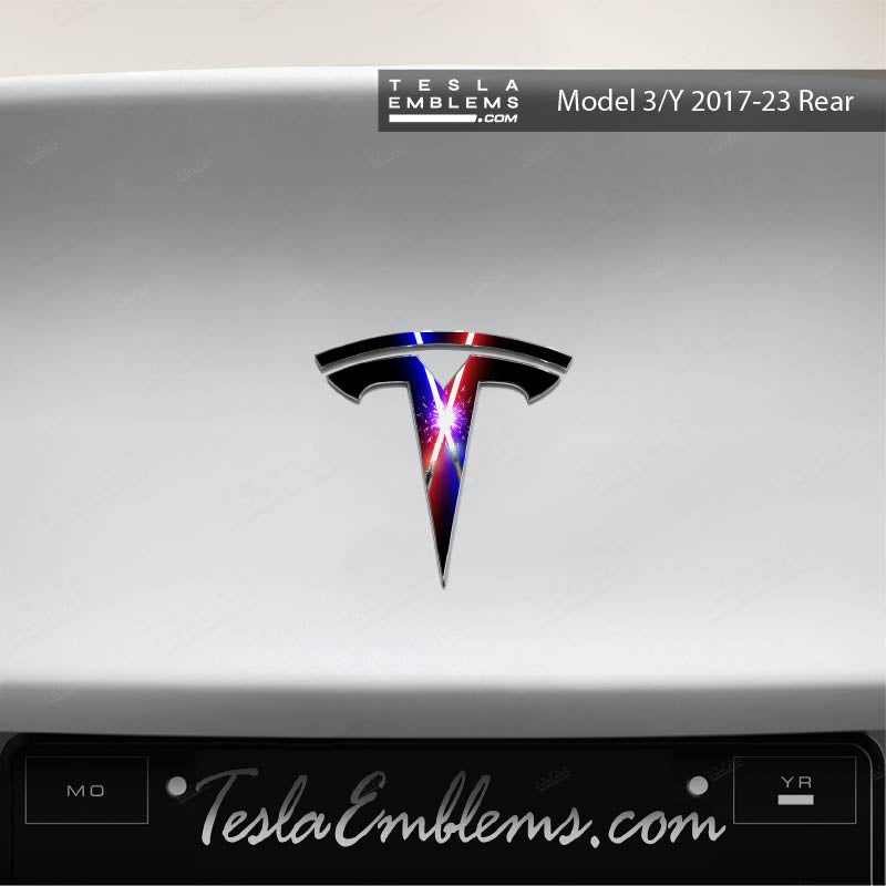 Lightsaber Clash Tesla Emblem Decals (Front + Back)