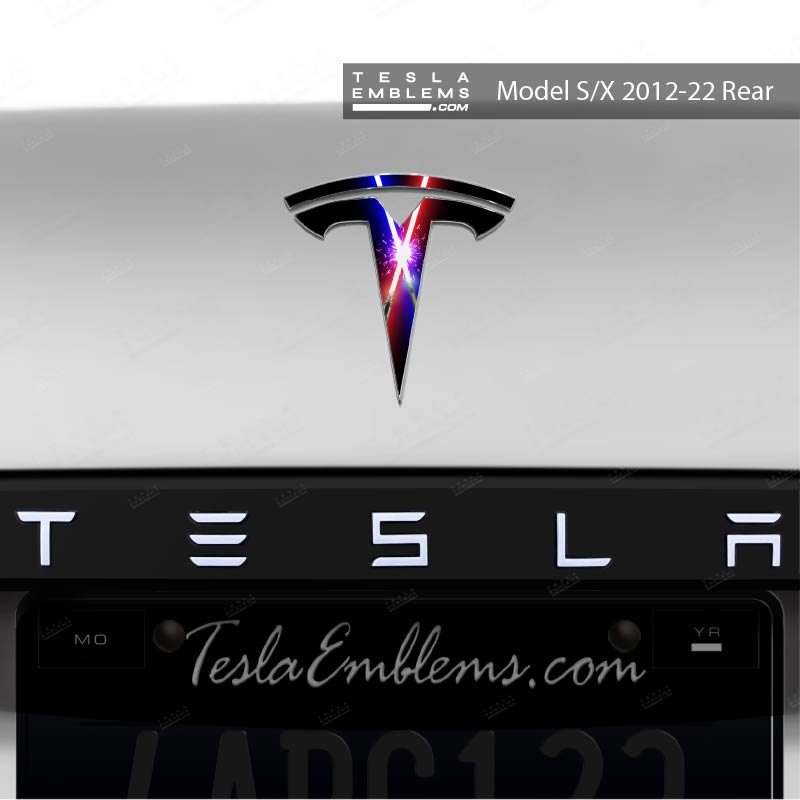 Lightsaber Clash Tesla Emblem Decals (Front + Back)