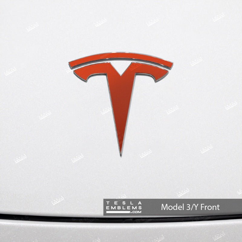 3M Matte Red Tesla Emblem Decals (Front + Back)