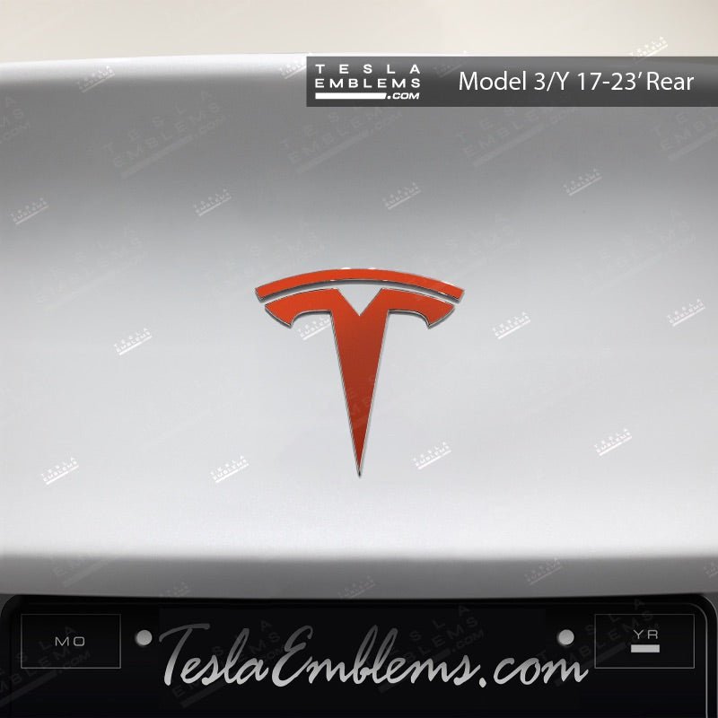 3M Matte Red Tesla Emblem Decals (Front + Back)
