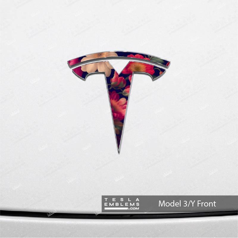 Midnight Bloom Tesla Emblem Decals (Front + Back)
