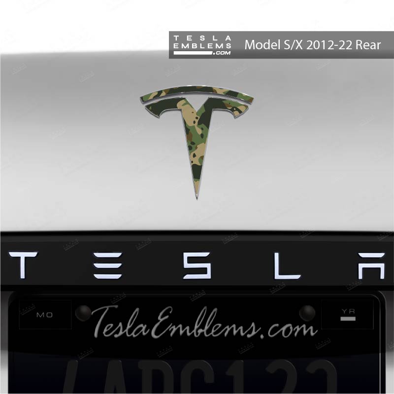 Camo Tesla Emblem Decals (Front + Back)