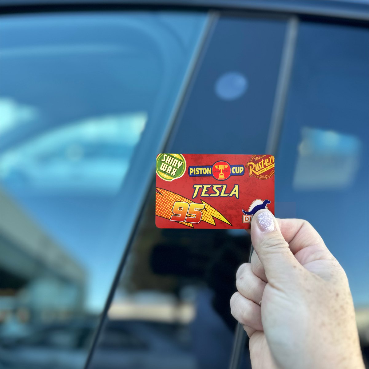 Cars Piston Cup Tesla Keycard Decal