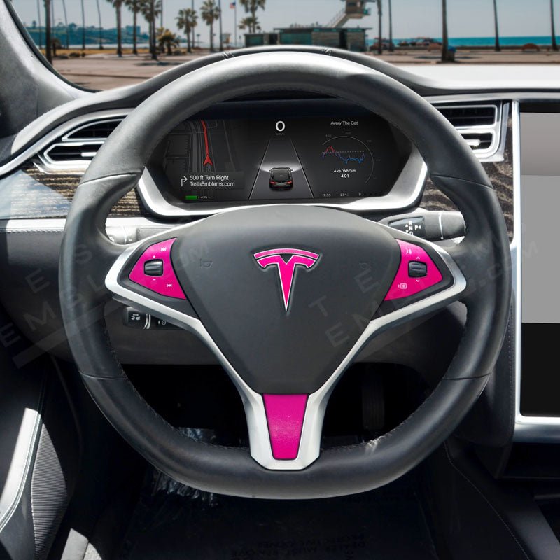 KPMF Momentum Pink Tesla Steering Wheel Trim Decal Kit (4pcs)
