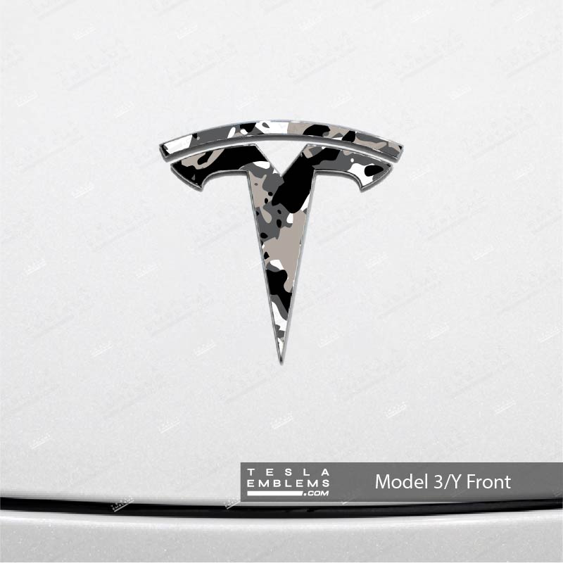 Camo Tesla Emblem Decals (Front + Back)