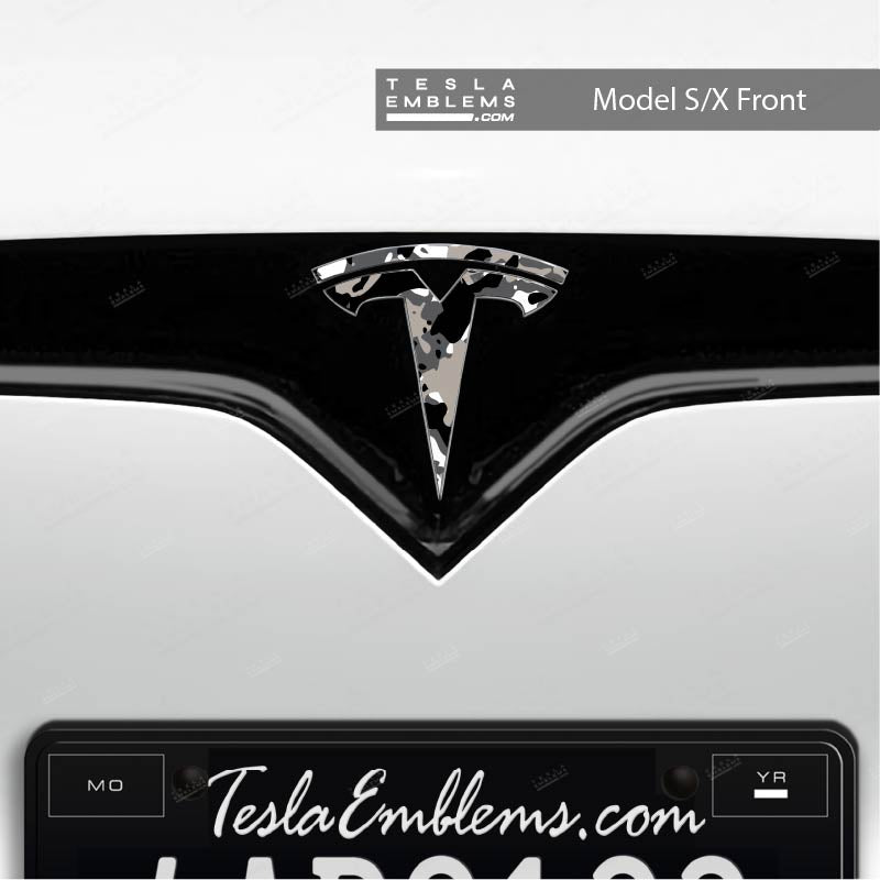 Camo Tesla Emblem Decals (Front + Back)