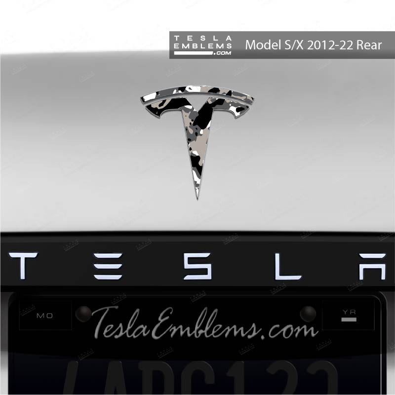 Camo Tesla Emblem Decals (Front + Back)