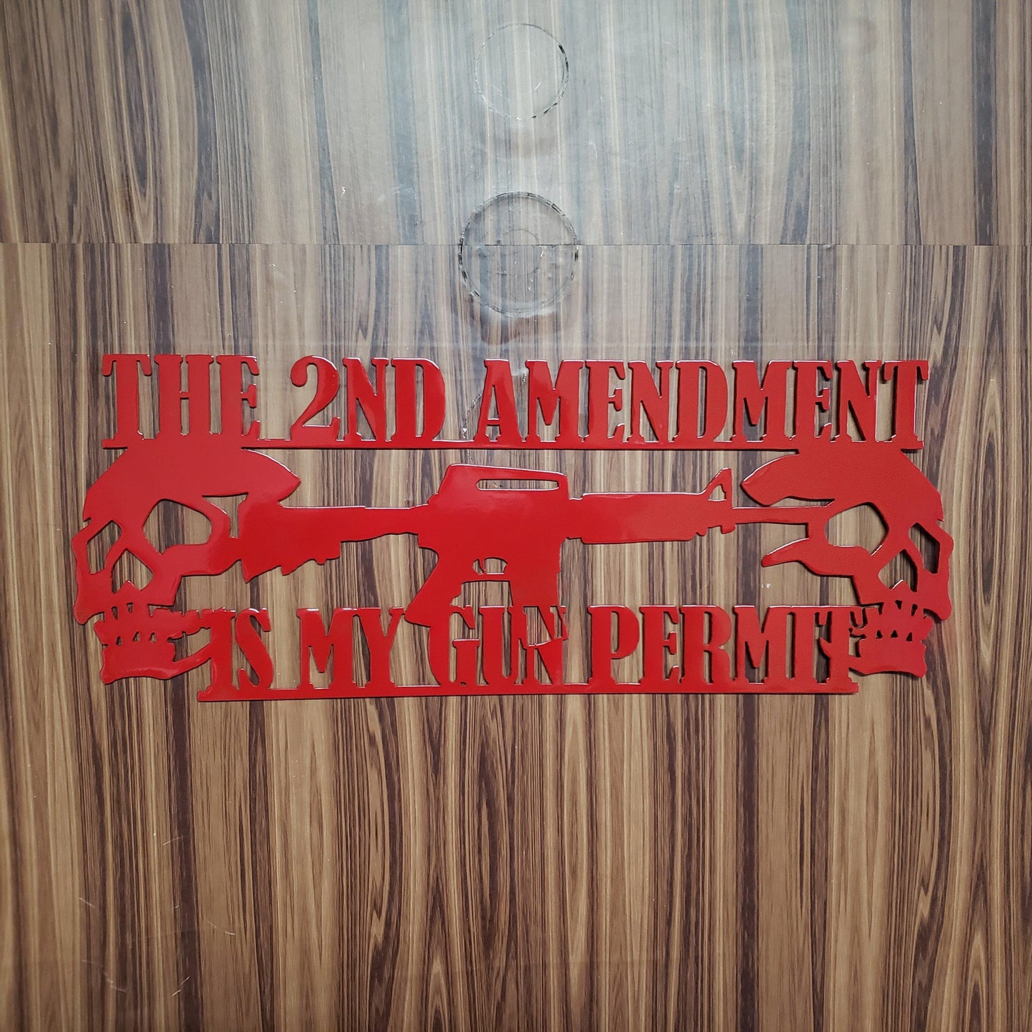 2nd Amendment Is My Gun Permit Metal Sign – Plasma Cut Steel Wall Art – 16"x7" Patriotic Decor for Home, Garage, or Man Cave