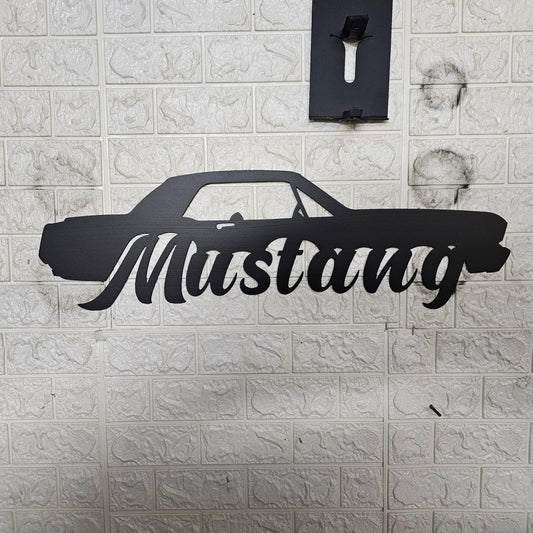 Classic Coupe Mustang Metal Wall Art – Vintage Car Silhouette Decor for Garage, Office, or Mancave, Custom Powder Coated Steel