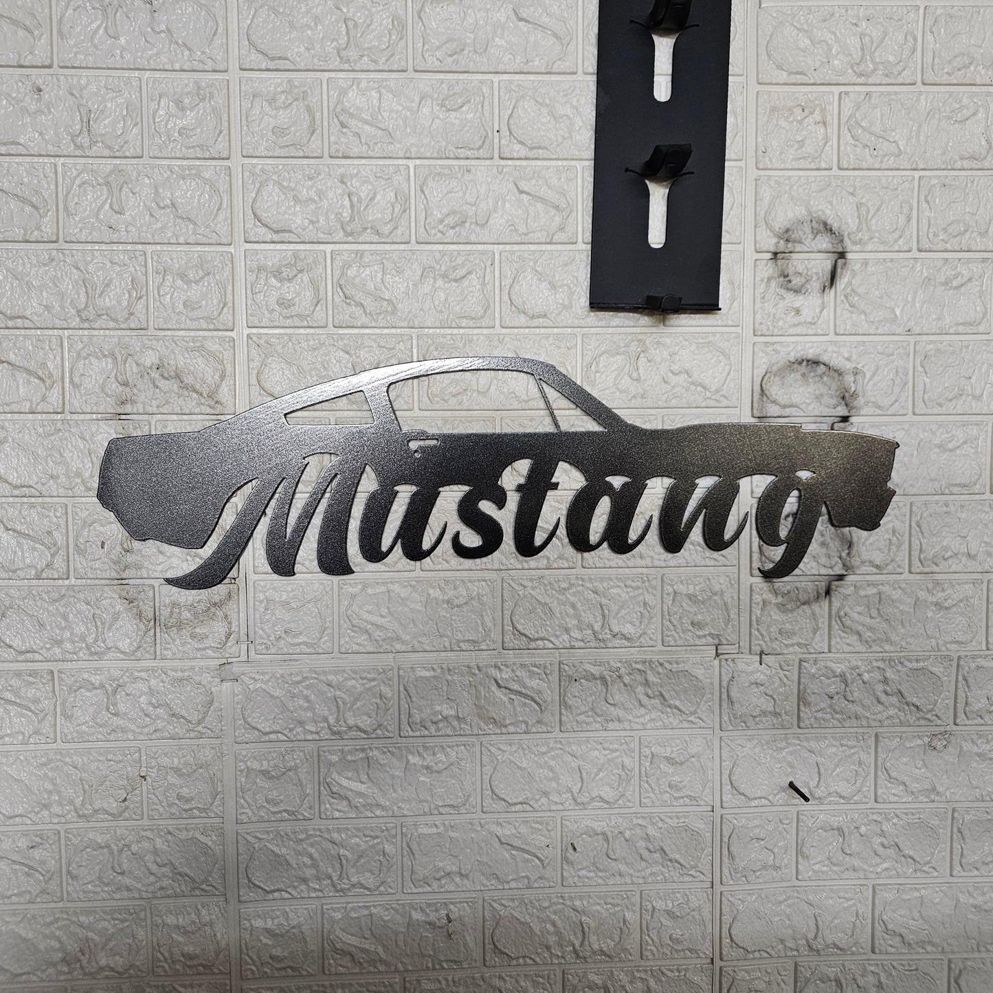 Classic Mustang Fastback Metal Wall Art – Plasma Cut Steel Garage Decor – Retro Car Gift for Mancave, Office, or Bar 20"x6"