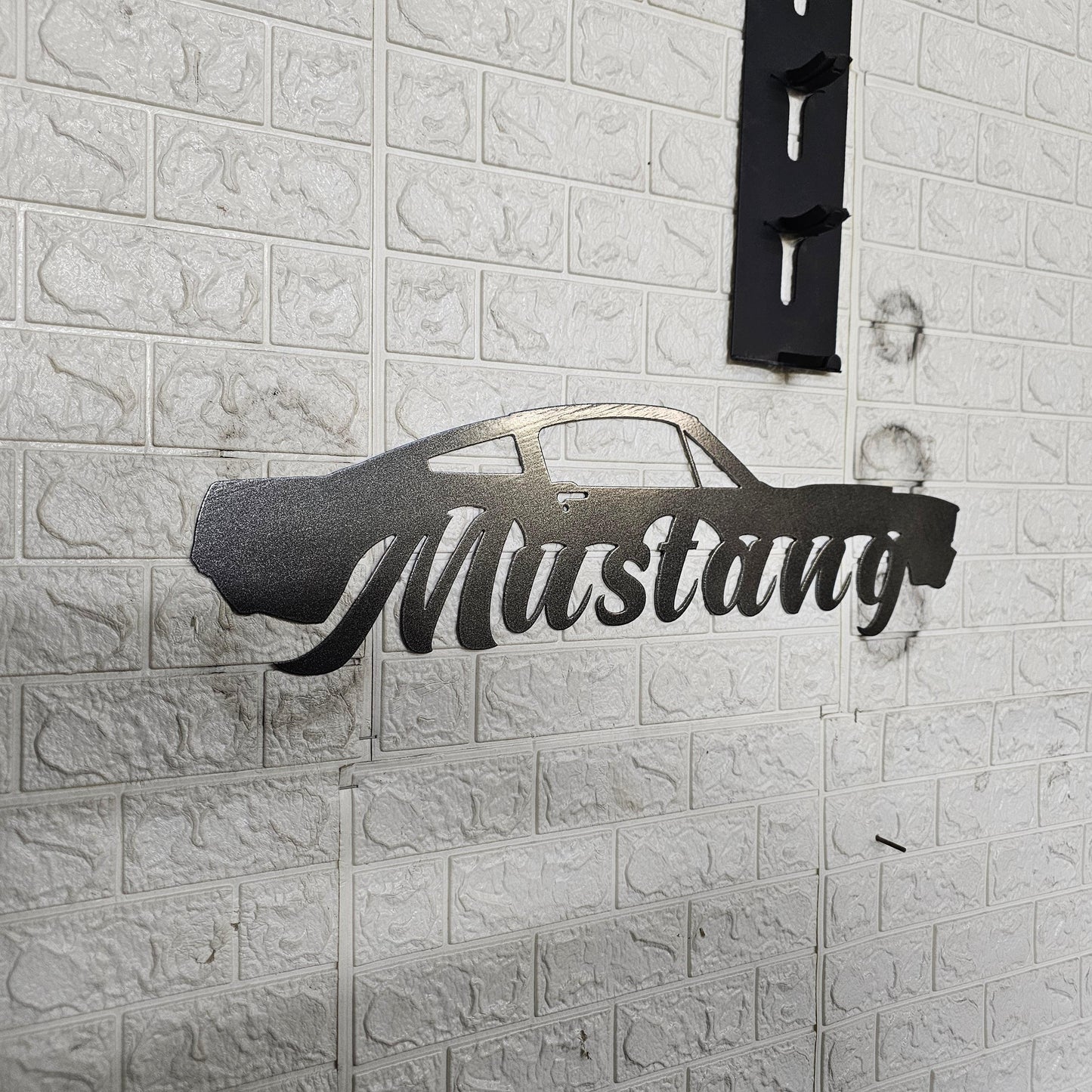 Classic Mustang Fastback Metal Wall Art – Plasma Cut Steel Garage Decor – Retro Car Gift for Mancave, Office, or Bar 20"x6"