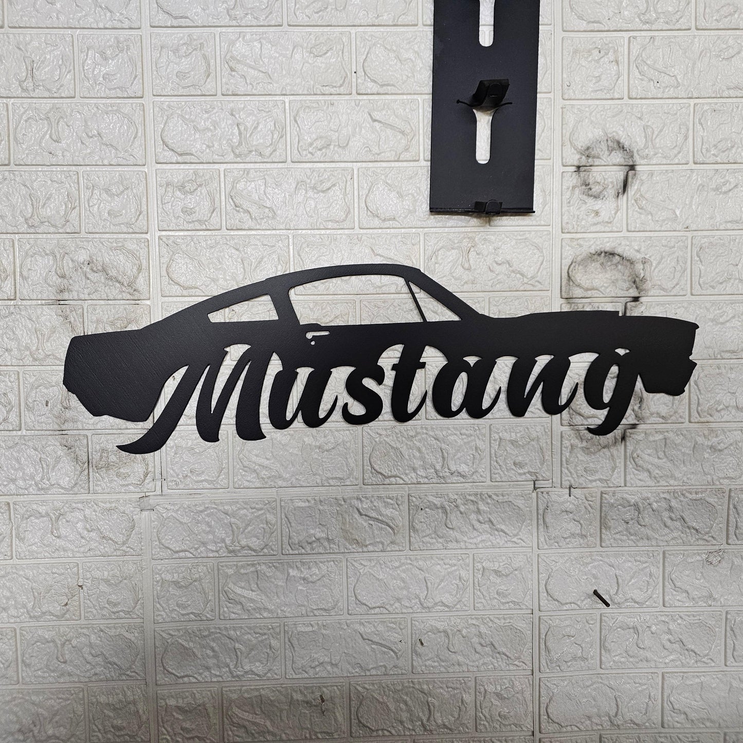 Classic Mustang Fastback Metal Wall Art – Plasma Cut Steel Garage Decor – Retro Car Gift for Mancave, Office, or Bar 20"x6"