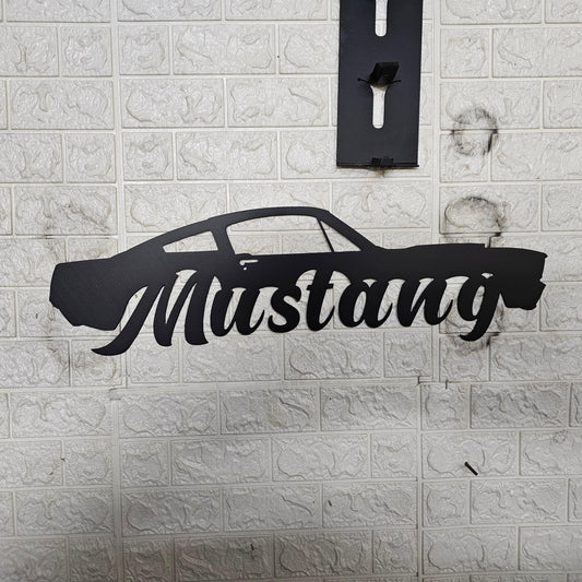 Classic Mustang Fastback Metal Wall Art – Plasma Cut Steel Garage Decor – Retro Car Gift for Mancave, Office, or Bar 20"x6"