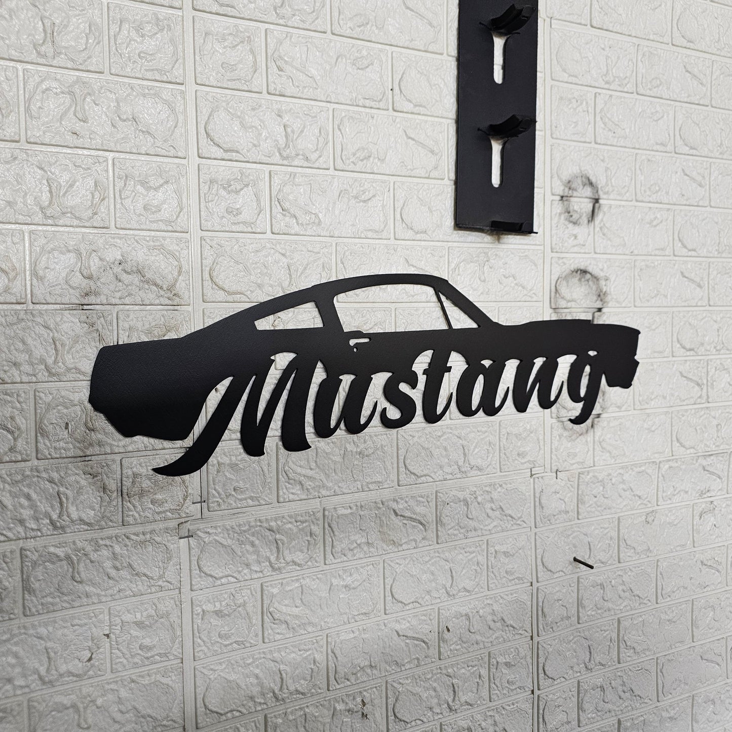 Classic Mustang Fastback Metal Wall Art – Plasma Cut Steel Garage Decor – Retro Car Gift for Mancave, Office, or Bar 20"x6"