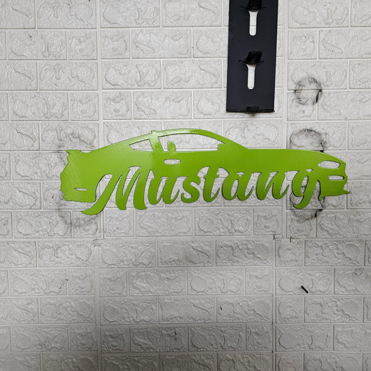 6th Gen Mustang Metal Wall Art – Plasma Cut Steel Decor for Garage, Mancave, or Office – Custom Color Car Gift 20"x6"