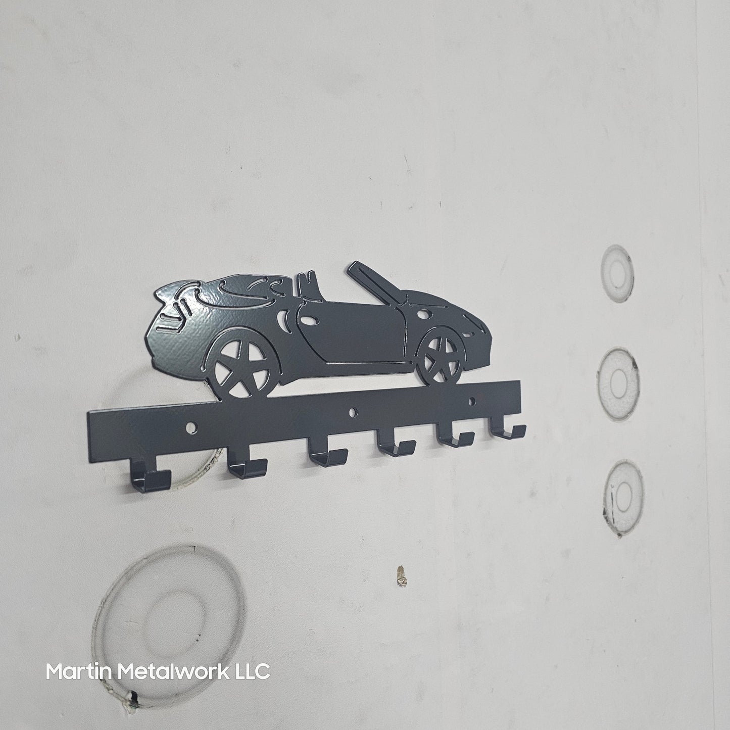 Porsche 911 Convertible Key Hanger – Steel Wall Mounted Key Rack – Sport Car Organizer 12"x6" Garage Entryway Decor