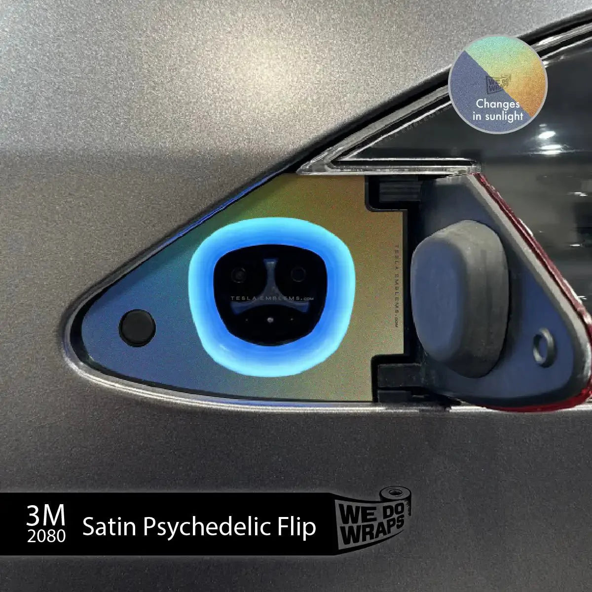 3M Satin Psychedelic Flip TeslaCharge Port Wrap | Model S