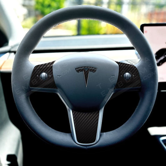 3M Carbon Fiber Tesla Steering Wheel Trim Decal Kit (4pcs)