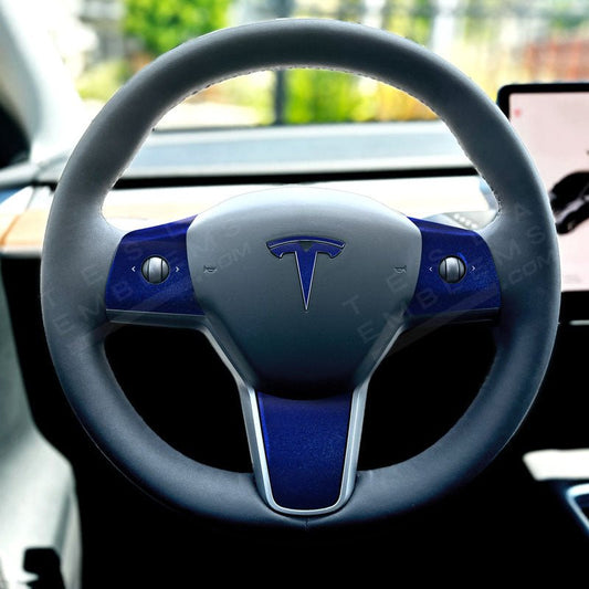3M Deep Blue Metallic Tesla Steering Wheel Trim Decal Kit (4pcs)