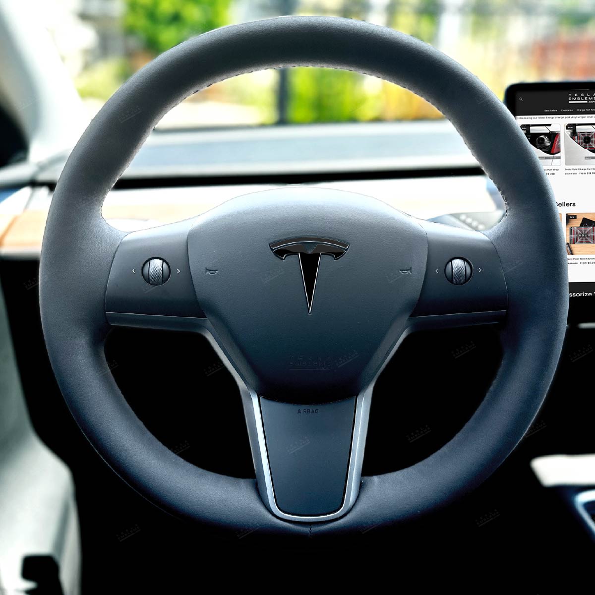 3M Gloss Black Tesla Steering Wheel Emblem Decal