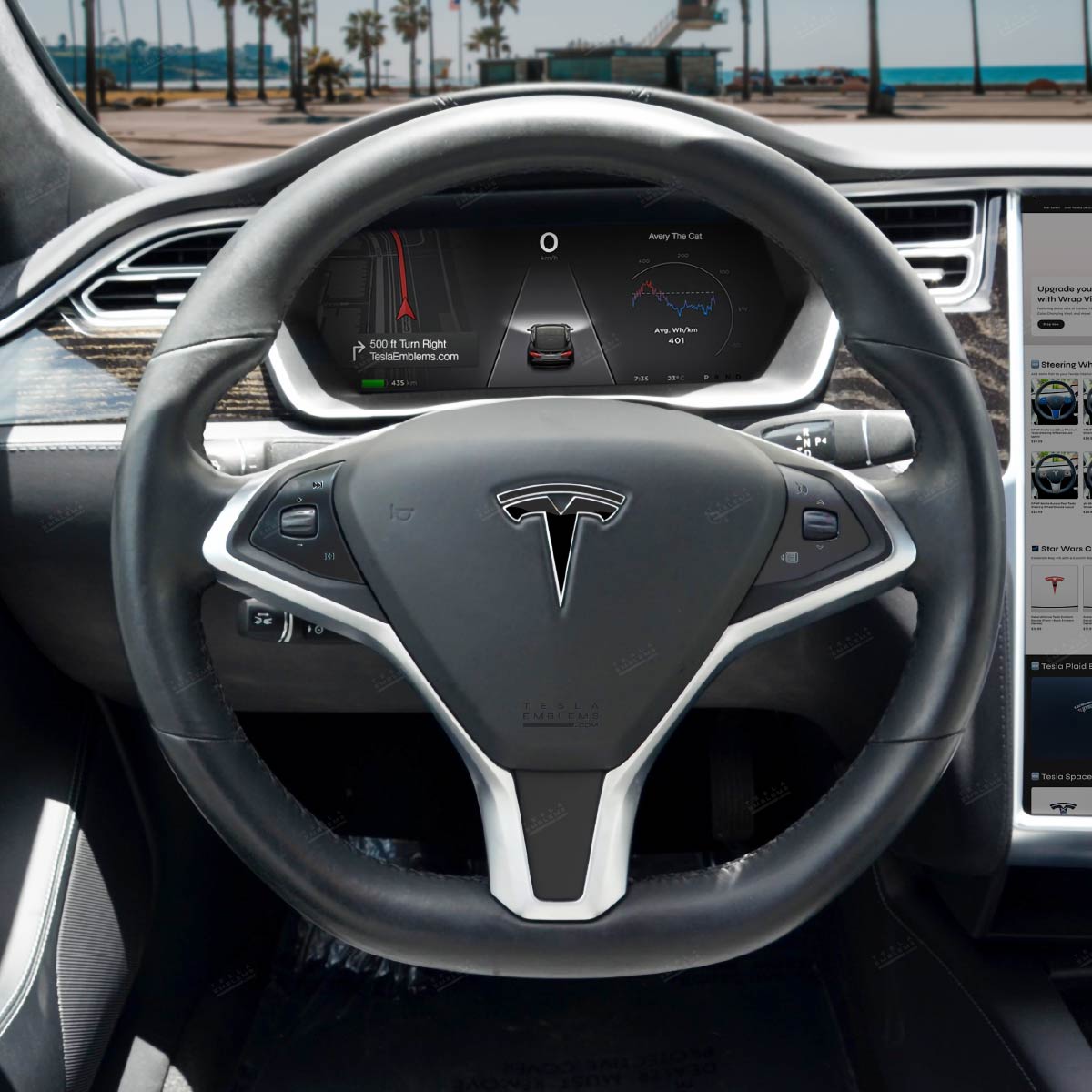 3M Gloss Black Tesla Steering Wheel Emblem Decal