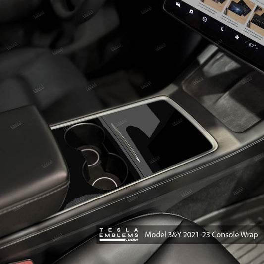 3M Gloss Black | Tesla Center Console Wrap Kit | Model Y '21-25