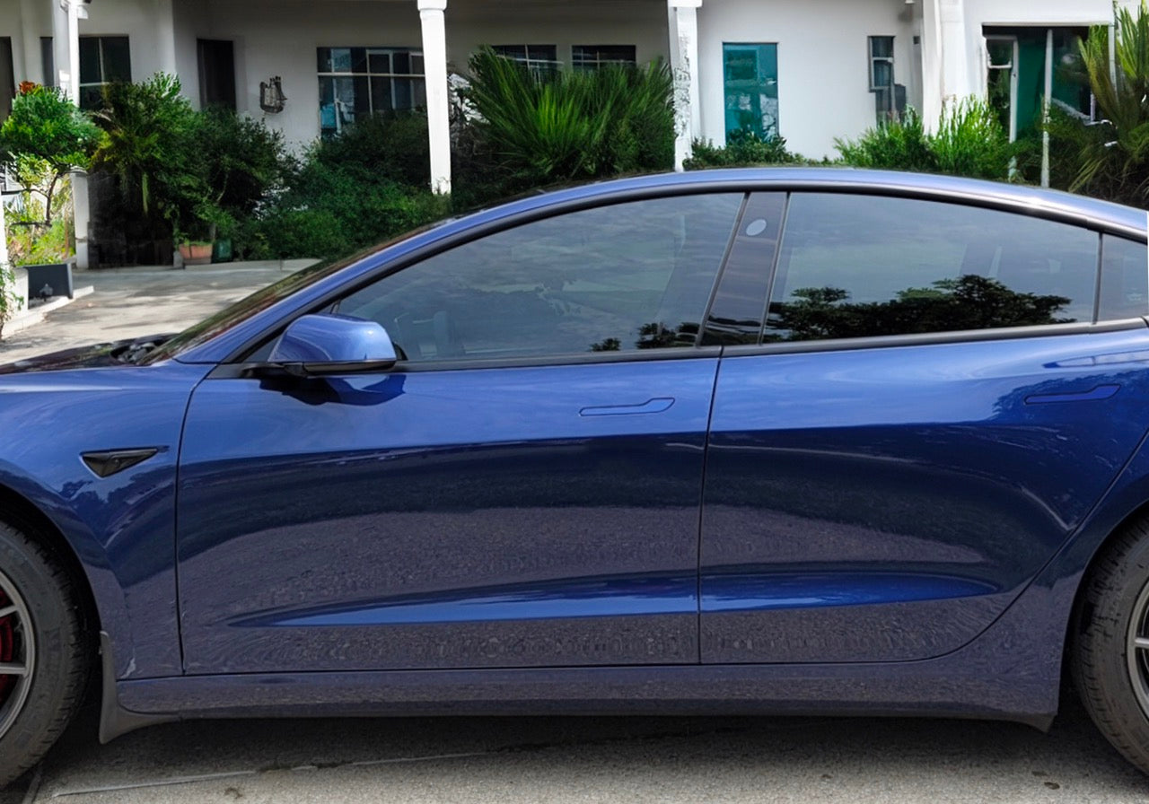 3M Deep Blue Metallic Tesla Emblem Decals (Front + Back)