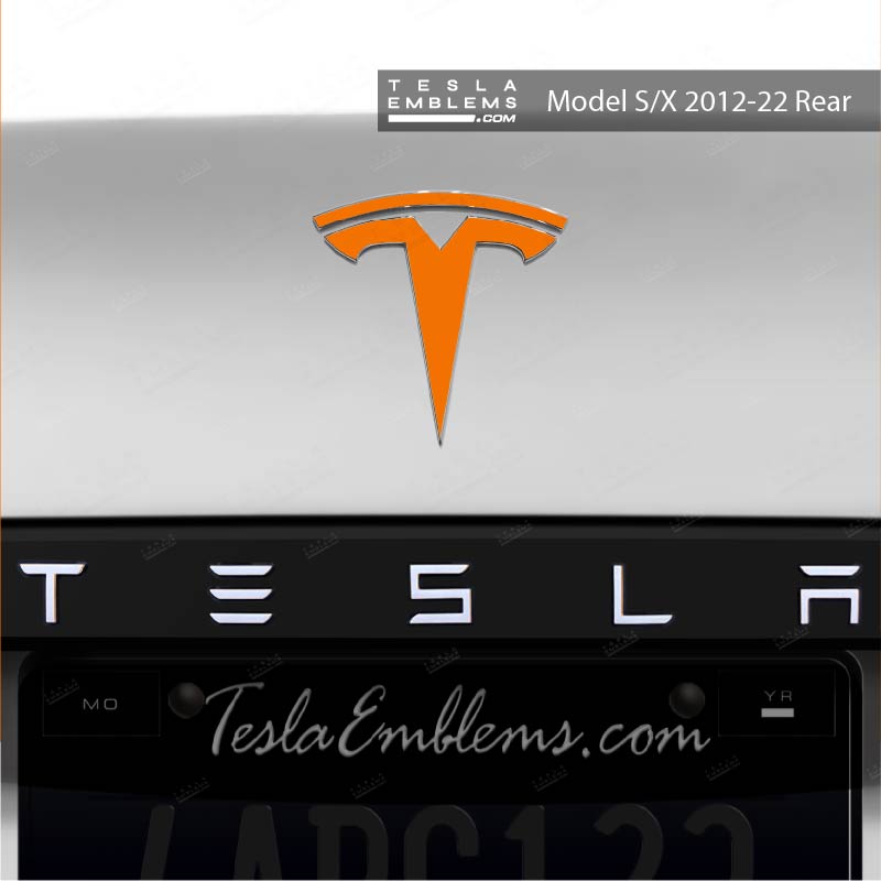 3M Gloss Deep Orange Tesla Emblem Decals (Front + Back)