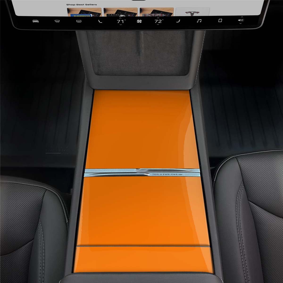 3M Gloss Deep Orange | Tesla Center Console Wrap Kit | MY 2026+ "Juniper"
