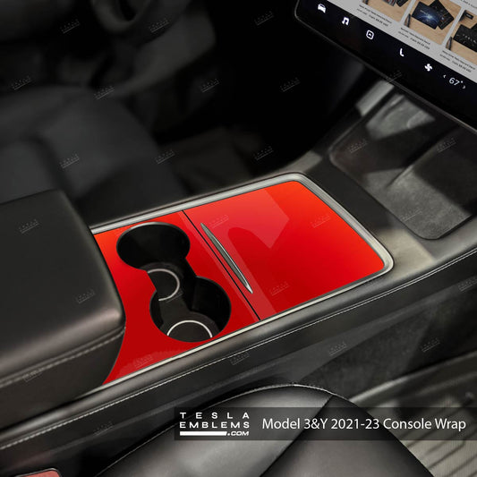 3M Gloss Dragon Fire Red | Tesla Center Console Wrap Kit | Model Y '21-25