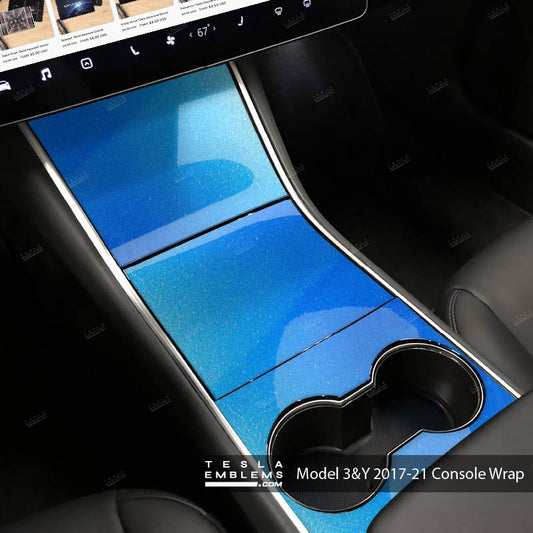 3M Gloss Fire Blue | Tesla Center Console Wrap Kit | Model Y ’19-20