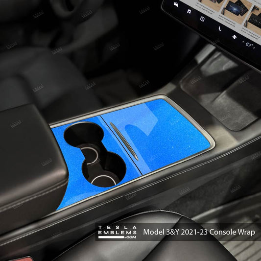 3M Gloss Fire Blue | Tesla Center Console Wrap Kit | Model Y '21-25